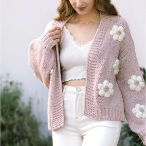 NWOT Floral Knit Women's Knitted Cardigan